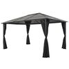 vidaXL Шатра с пердета, алуминий, 4x3x2,6 м, черна