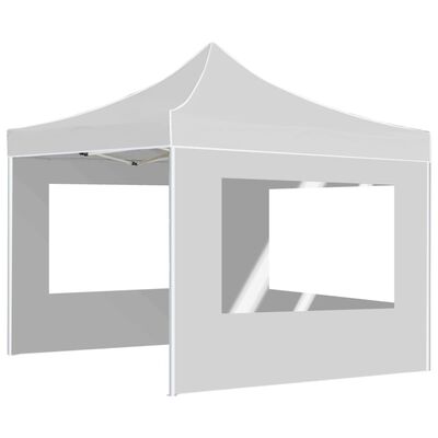 vidaXL Професионална сгъваема парти шатра + стени алуминий 3х3 м бяла