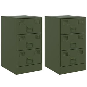 vidaXL Нощни шкафчета 2 бр маслиненозелени 34,5x39x62 см стомана
