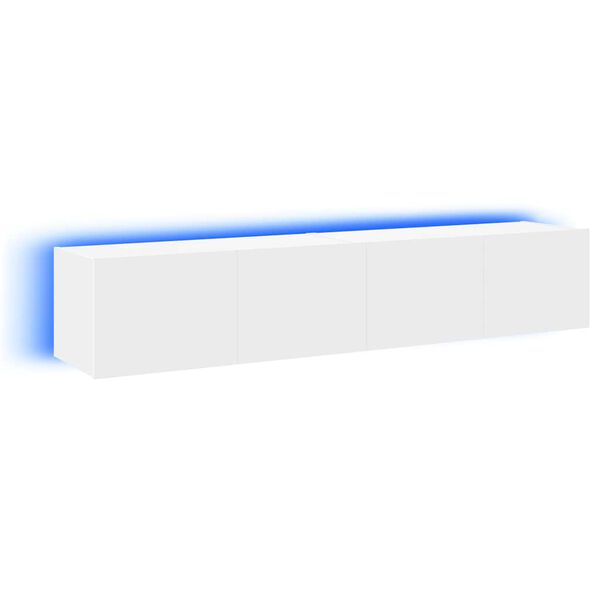 vidaXL Стенни ТВ шкафове с LED осветление, 2 бр, бели, 80x35x31 см