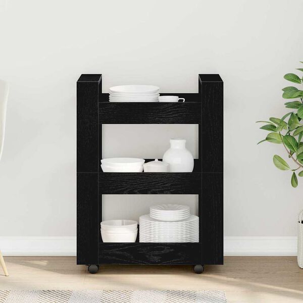 vidaXL Кухненска количка Черния дъб 60 x 45 x 80 см Инженерно дърво