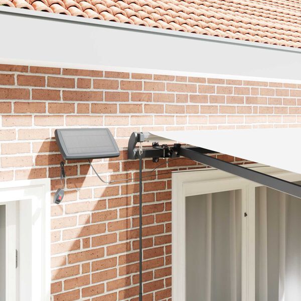 vidaXL Сгъваем навес С LED лентисти светлини Бяло 300 x 250 cm текстил