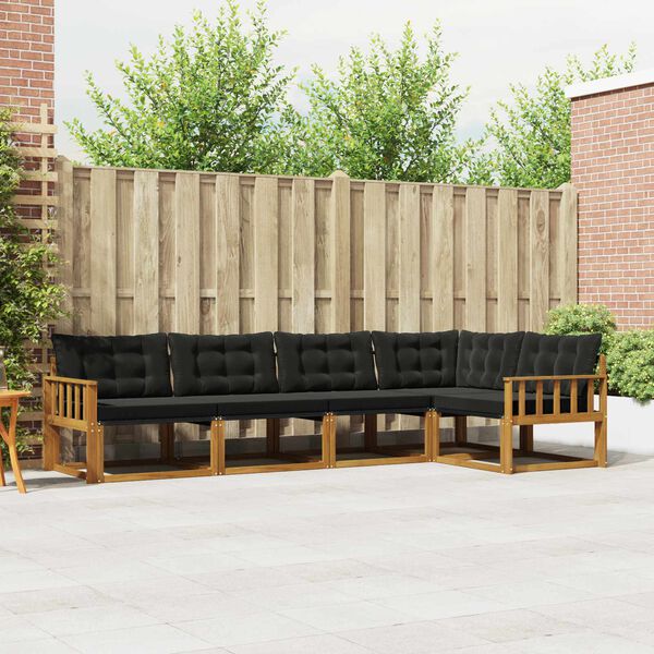 vidaXL Комплект дивани за открито 5 pcs Естествено и черно