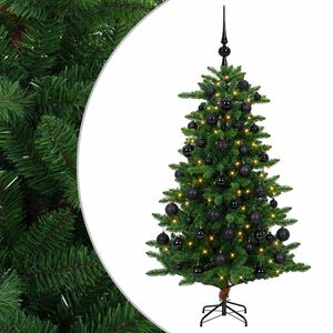 vidaXL Изкуствена коледна елха с топки 120 см 150 LED светодиода