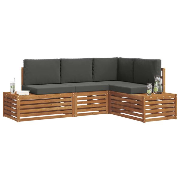vidaXL Комплект дивани за открито 4 Брой Натурален и Антрацит