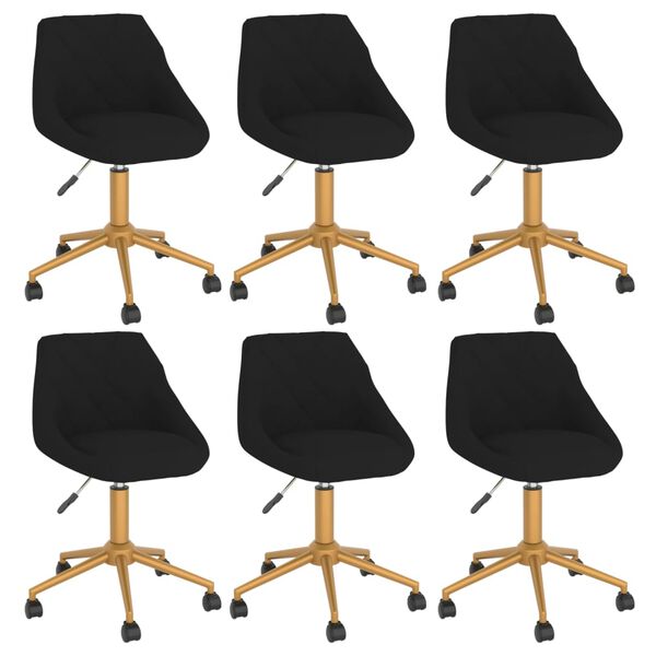 vidaXL Въртящи се трапезни столове, 6 бр, черни, кадифе