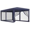 vidaXL Парти палатка с 6 мрежести странични стени, синя, 3x6 м, HDPE