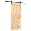 vidaXL Преплъзваща се врата Естествено и черно 90 x 210 cm