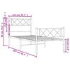 vidaXL Метална рамка за легло с горна и долна табла, бяла, 107x203 см