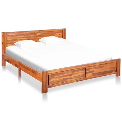 vidaXL Рамка за легло с 2 нощни шкафчета, акация масив, 160x200 cм