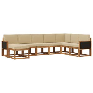 vidaXL Комплект дивани за открито 8 pcs Натурален и Бежов