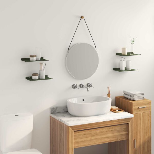 vidaXL Плаващ рафт 4 pcs Маслинено зелено 30 x 18 x 2,5 см Стомана