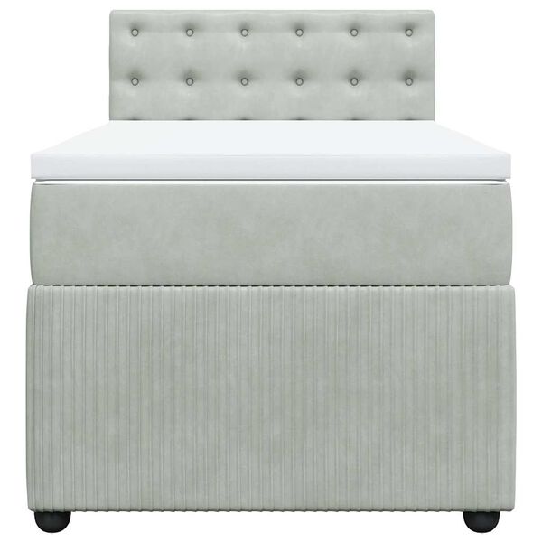 vidaXL Боксспринг легло с матрак, светлосиво, 80x200 см, кадифе