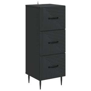 vidaXL Чекмеджетен шкаф Черно 33 x 34,5 x 89,5 см Инженерна дървесина