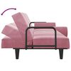 vidaXL Разтегателен диван с подлакътници, розов, кадифе
