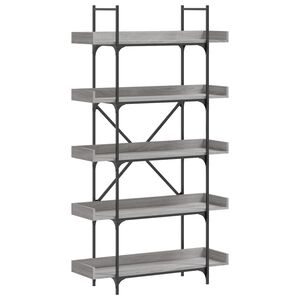 vidaXL Библиотека 5 рафта сив сонома 100x33x180,5 см инженерно дърво