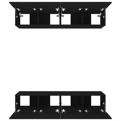 vidaXL ТB шкафове, 4 бр, черни, 80x30x30 см, инженерно дърво
