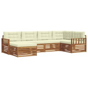 vidaXL Комплект дивани за открито 6 pcs Натурален и Крема
