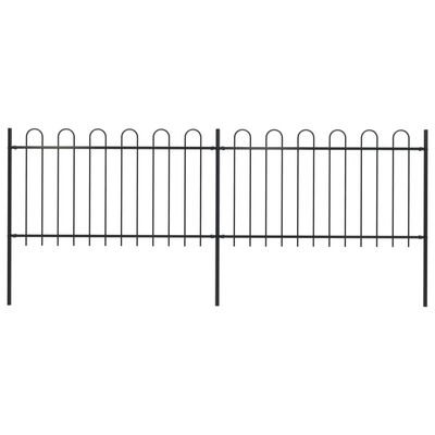 vidaXL Градинска ограда с извити върхове, стомана, 3,4x1 м, черна