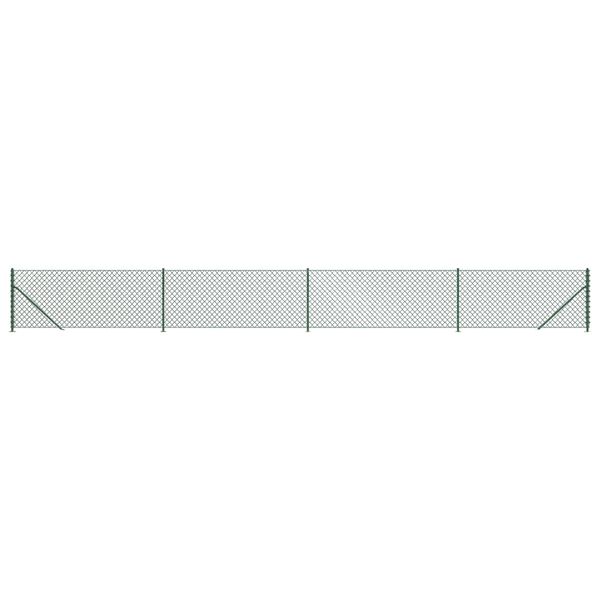 vidaXL Плетена оградна мрежа с фланец, зелена, 1x10 м