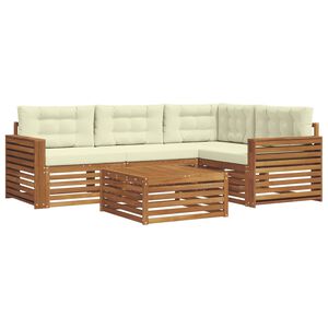 vidaXL Комплект дивани за открито 5 pcs Натурален и Крема