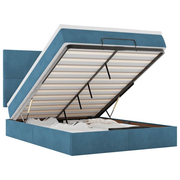 vidaXL Легло с матраци Тъмно синьо 140x190cm кадифе