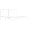 vidaXL Метална рамка за легло с горна табла, бяла, 160x200 см