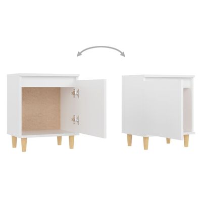 vidaXL Нощни шкафчета с крака от дървен масив 2 бр бели 40x30x50 см
