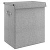 vidaXL Сгъваем кош за пране, сив, 51x34,5x59 см, изкуствен лен