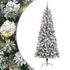 vidaXL Изкуствено коледно дърво с хингед Зелен и бял 210 cm
