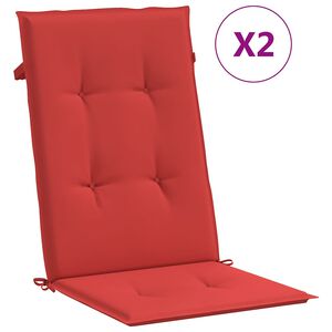 vidaXL Възглавници за стол с облегалка 2 бр червени 120x50x3 см плат