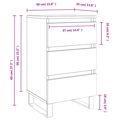 vidaXL Нощни шкафчета 2 бр бетонно сив 40x35x69 см инженерна дървесина