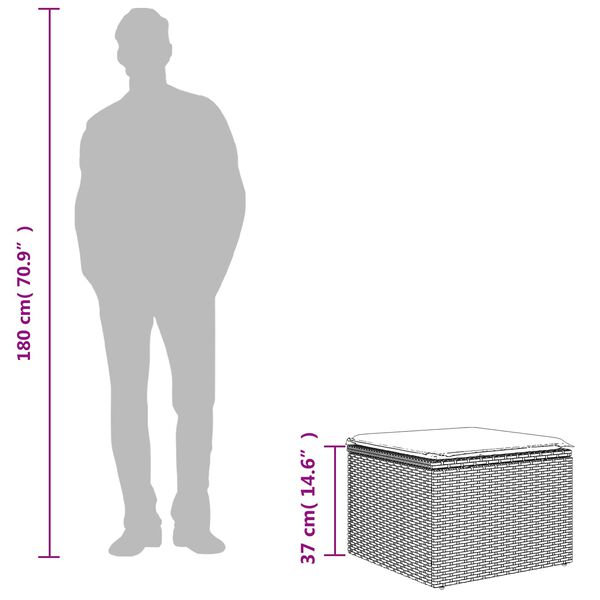 vidaXL Градински стол с възглавница, кафяв, 55x55x37 см, полиратан
