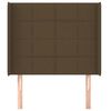 vidaXL Горна табла за легло с уши, тъмнокафява,93x16x118/128 см, плат