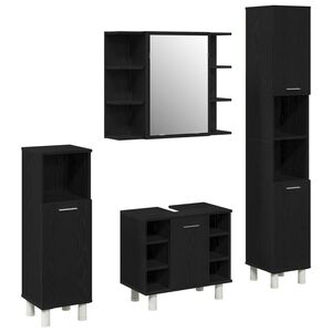 vidaXL Комплект мебели за баня с рафт 4 pcs Черно 30 x 30 x 179,5 см