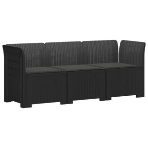 vidaXL Пейка за градина с Cushions във вид на ратан ПП Антрацит