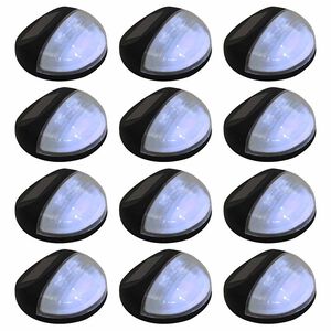 vidaXL Градински соларни стенни лампи, LED, 12 бр, кръгли, черни