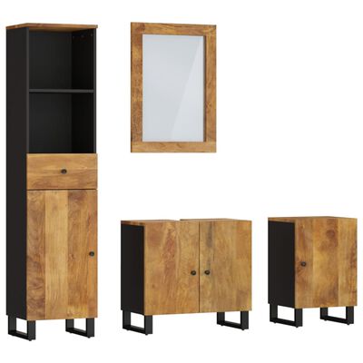 vidaXL Комплект мебели за баня, 4 части, масивна мангова дървесина