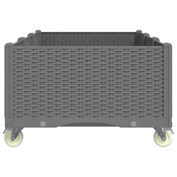 vidaXL Градинска кашпа с колелца, светлосива, 150x80x54 см, PP