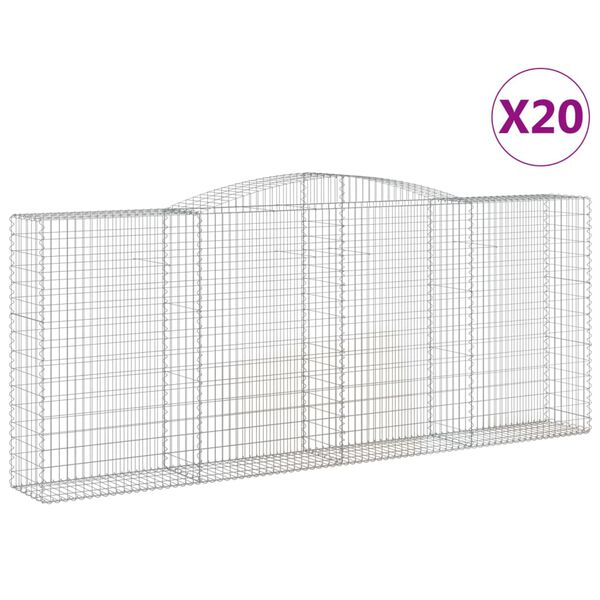 vidaXL Габионни кошници арка 20 бр 400x50x160/180см поцинковано желязо