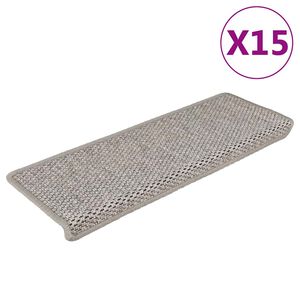 vidaXL Самозалепващи стелки за стълби вид сизал 15бр 65x21x4см сребро