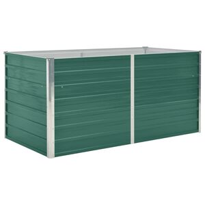 vidaXL Повдигната леха, 160x80x77 см, поцинкована стомана, зелена