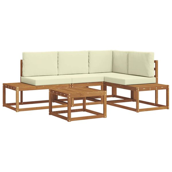 vidaXL Комплект дивани за открито 5 Брой Натурален и Крема