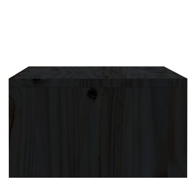 vidaXL Поставка за монитор, черна, 100x27x15 см, бор масив