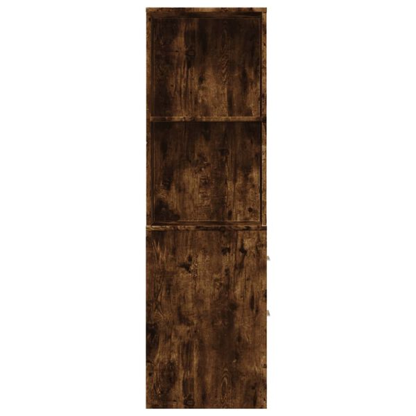 vidaXL Тесен скрин за баня с колелца, опушен дъб, инженерно дърво