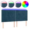 vidaXL LED горна табла за легло, тъмносиня, 200x5x118/128 см, кадифе