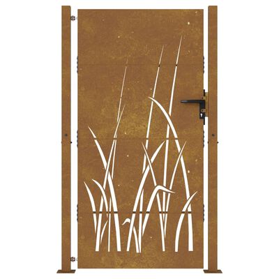 vidaXL Градинска порта, 105x180 см, кортенова стомана, дизайн с треви