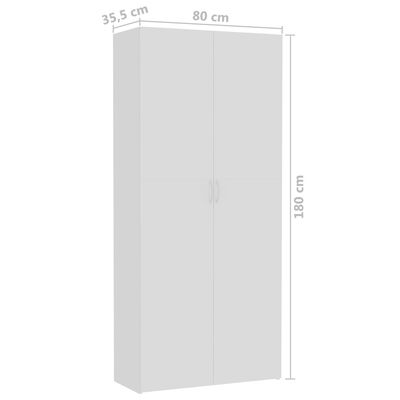 vidaXL Шкаф за съхранение, бял, 80x35,5x180 см, ПДЧ