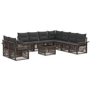 vidaXL Градински Софа Комплект 10 pcs Сиво полиратан