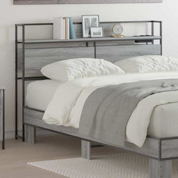 vidaXL Табла за съхранение с рафт Сив сонома 135 cm Инженерно дърво